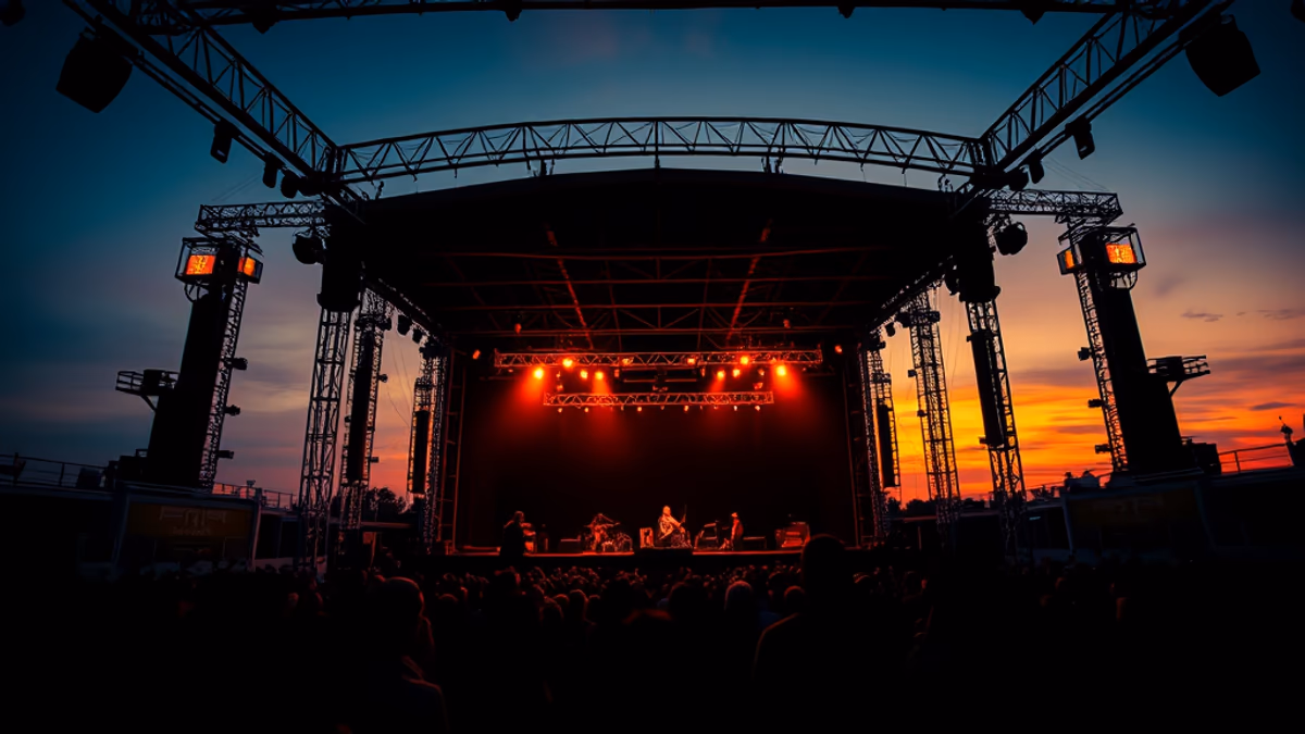 Jones Beach Theater amphitheater at sunset opening night with the Atlantic Ocean in the background