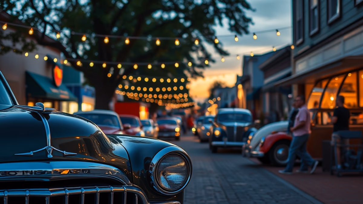 Sayville Main Street classic car show with vintage cars and crowds