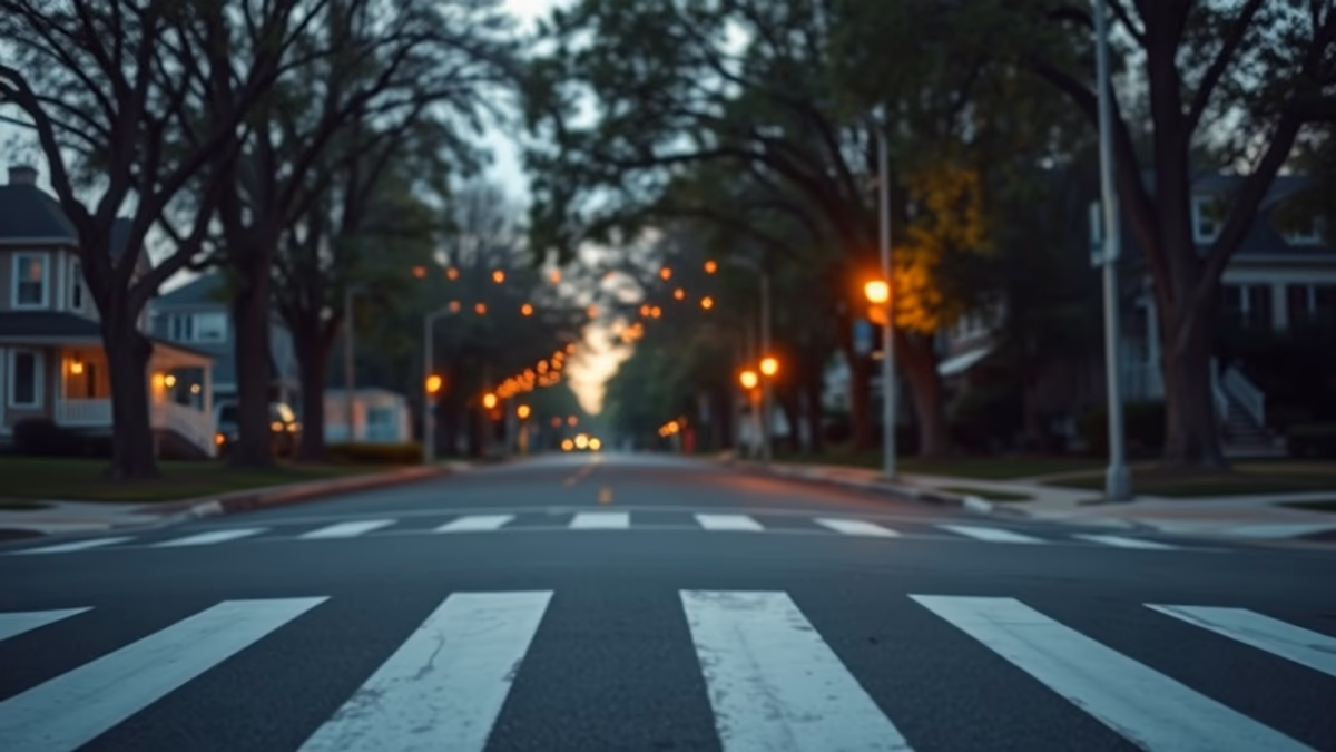 Crosswalk on Main Street Patchogue with pedestrians and traffic on a summer evening
